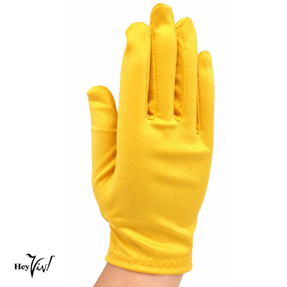 Yellow Wrist Length Stretch Nylon Dress Gloves Wedding Church Formal - Hey Viv
